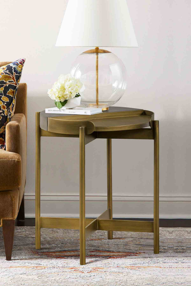 Dua Gray Concrete End Table with Antique Brass - Furniture City (CA)l