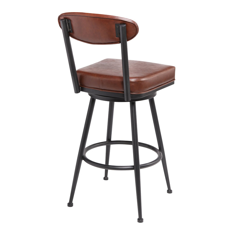 Denver Contemporary 26" Counter Height Barstool in Black Finish and Vintage Coffee Faux Leather - Furniture City (CA)l
