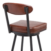 Denver Contemporary 26" Counter Height Barstool in Black Finish and Vintage Coffee Faux Leather - Furniture City (CA)l