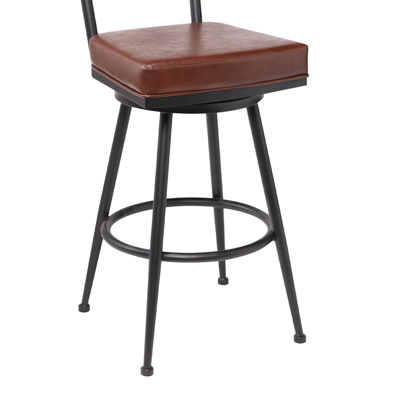 Denver Contemporary 30" Bar Height Barstool in Black Finish and Vintage Coffee Faux Leather - Furniture City (CA)l