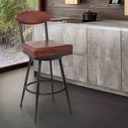 Denver Contemporary 30" Bar Height Barstool in Black Finish and Vintage Coffee Faux Leather - Furniture City (CA)l