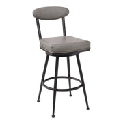 Denver Contemporary 26" Counter Height Barstool in Black Finish and Vintage Gray Faux Leather - Furniture City (CA)l