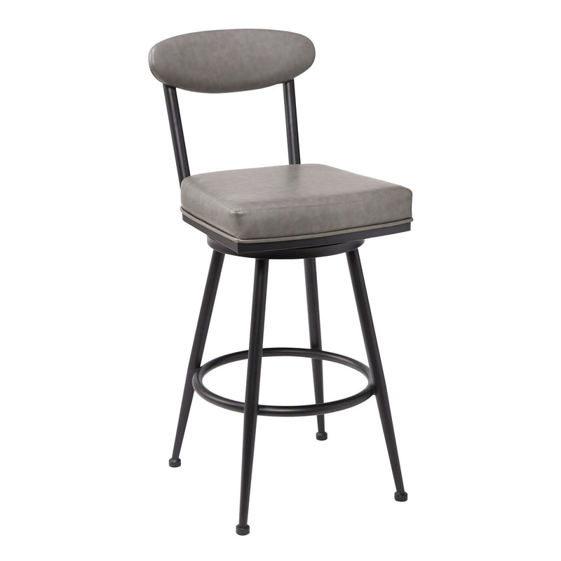 Denver Contemporary 26" Counter Height Barstool in Black Finish and Vintage Gray Faux Leather - Furniture City (CA)l