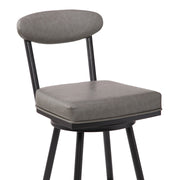 Denver Contemporary 26" Counter Height Barstool in Black Finish and Vintage Gray Faux Leather - Furniture City (CA)l
