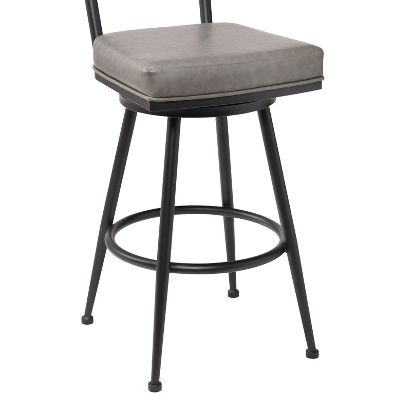 Denver Contemporary 26" Counter Height Barstool in Black Finish and Vintage Gray Faux Leather - Furniture City (CA)l