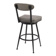 Denver Contemporary 30" Bar Height Barstool in Black Finish and Vintage Gray Faux Leather - Furniture City (CA)l