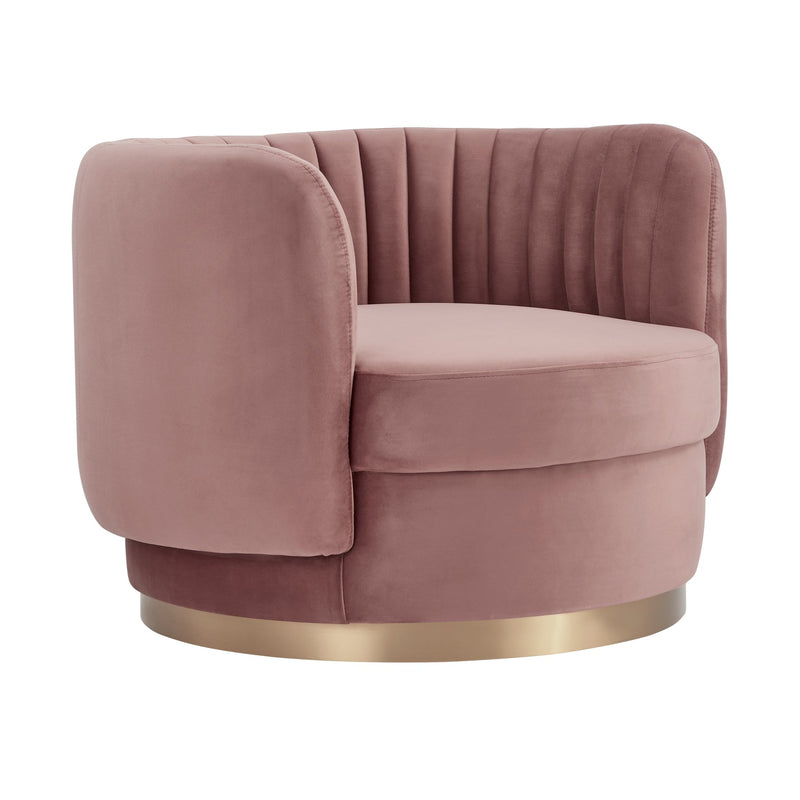 Davy Blush Velvet Swivel Accent Chair with Gold Base - Furniture City (CA)l