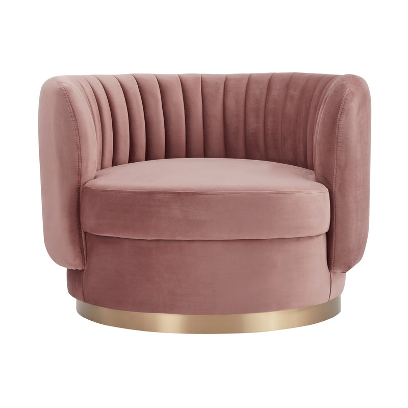 Davy Blush Velvet Swivel Accent Chair with Gold Base - Furniture City (CA)l
