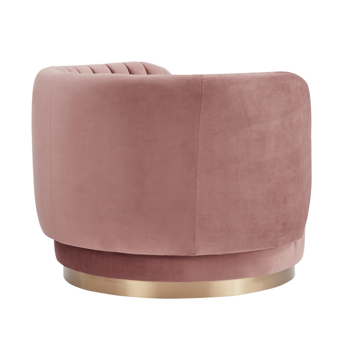 Davy Blush Velvet Swivel Accent Chair with Gold Base
