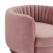 Davy Blush Velvet Swivel Accent Chair with Gold Base - Furniture City (CA)l