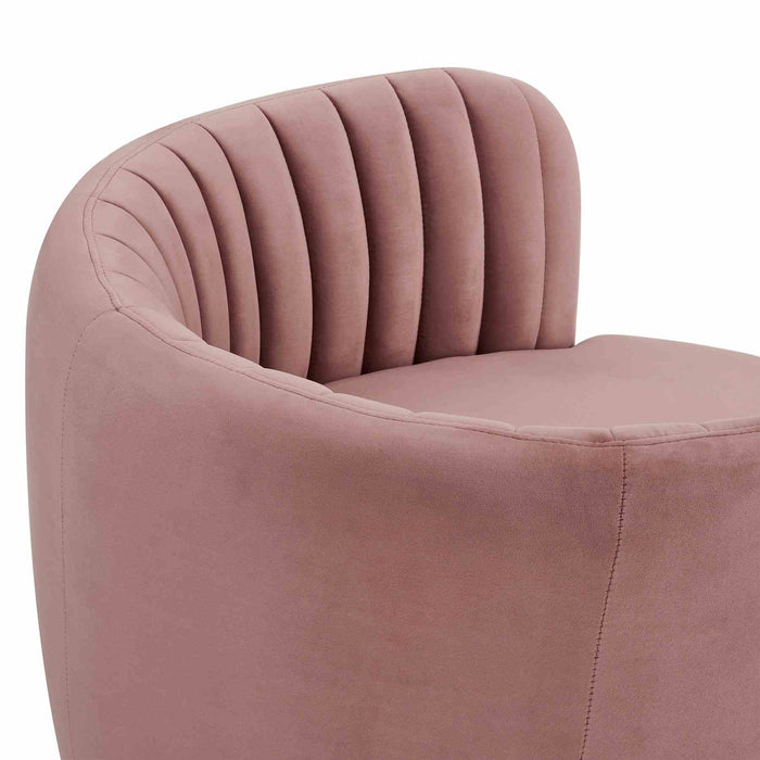 Davy Blush Velvet Swivel Accent Chair with Gold Base