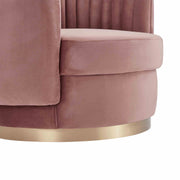Davy Blush Velvet Swivel Accent Chair with Gold Base - Furniture City (CA)l