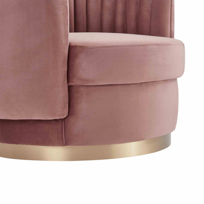 Davy Blush Velvet Swivel Accent Chair with Gold Base