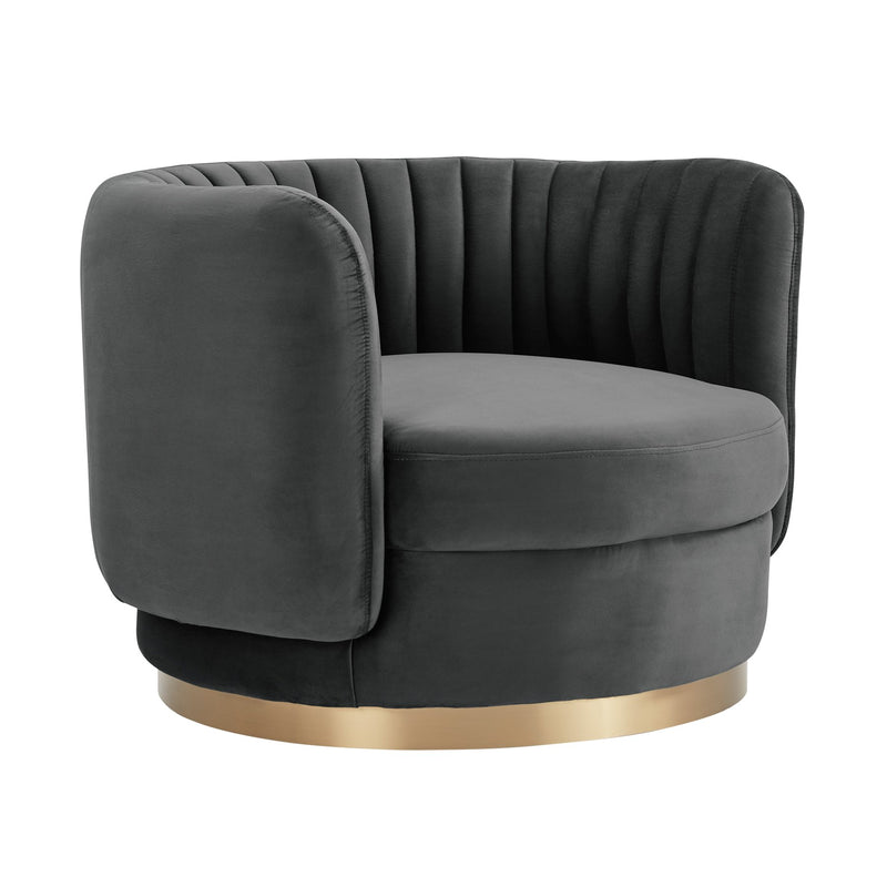 Davy Dark Gray Velvet Swivel Accent Chair - Furniture City (CA)l