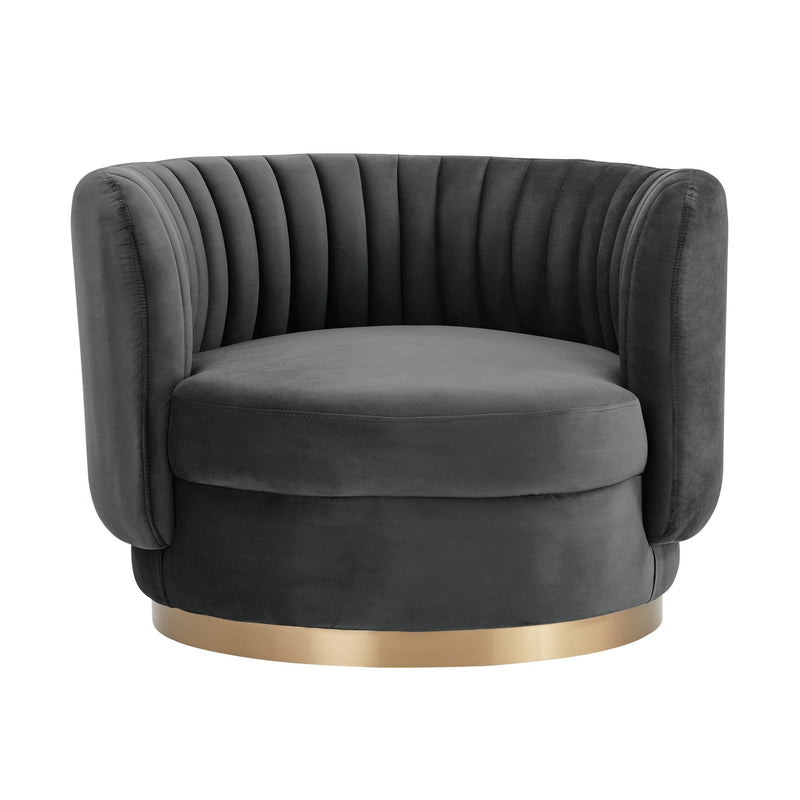 Davy Dark Gray Velvet Swivel Accent Chair - Furniture City (CA)l