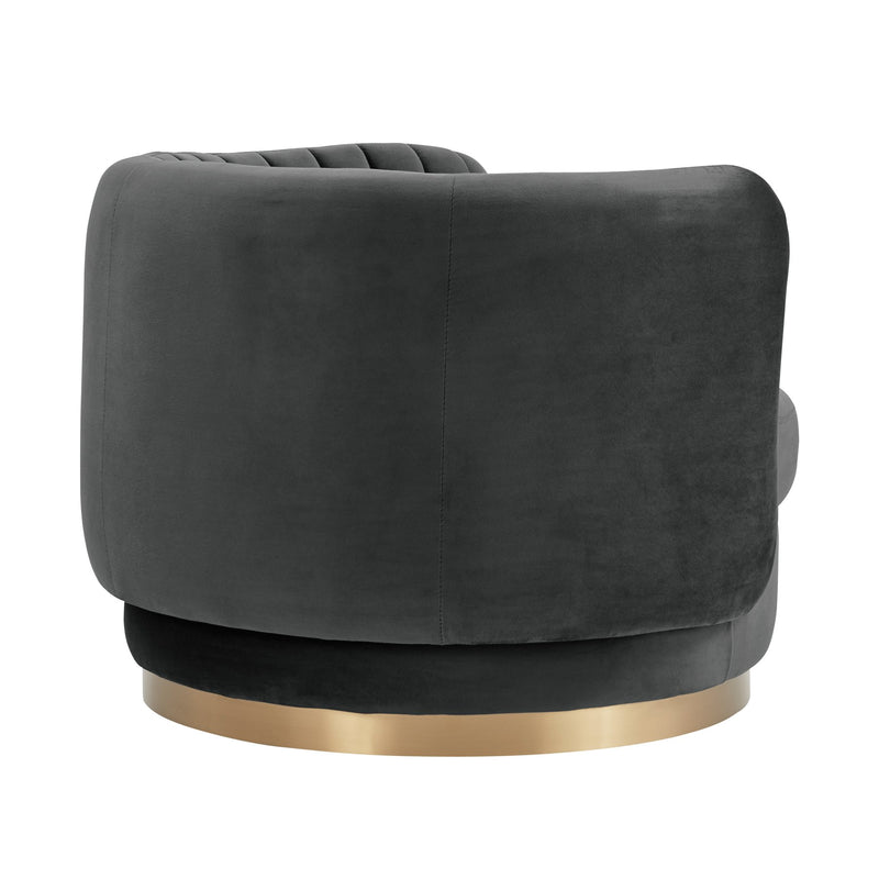 Davy Dark Gray Velvet Swivel Accent Chair - Furniture City (CA)l