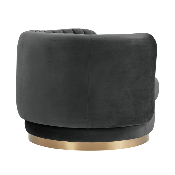 Davy Dark Gray Velvet Swivel Accent Chair