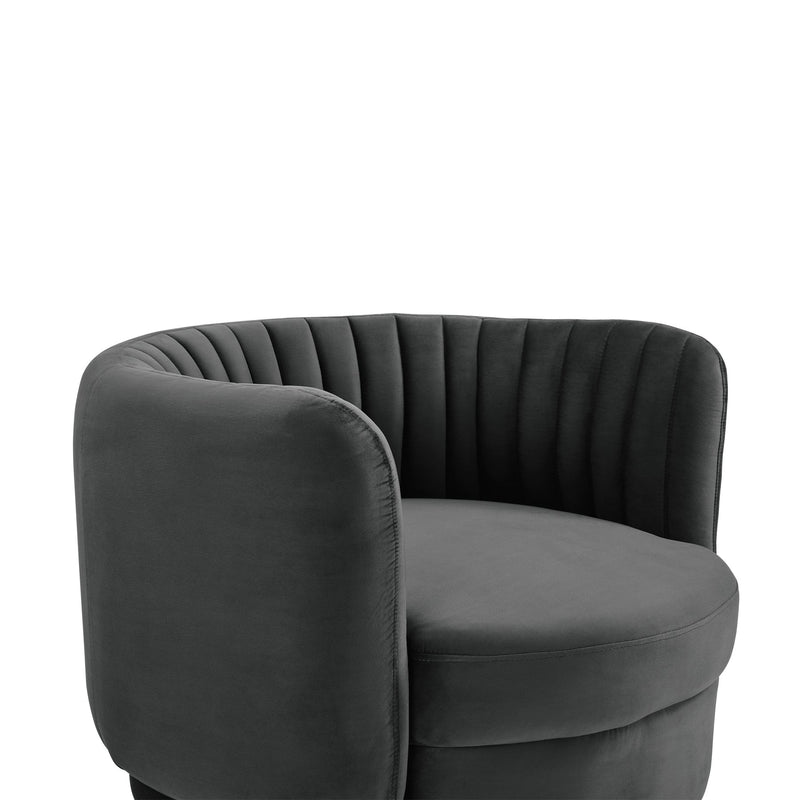 Davy Dark Gray Velvet Swivel Accent Chair - Furniture City (CA)l