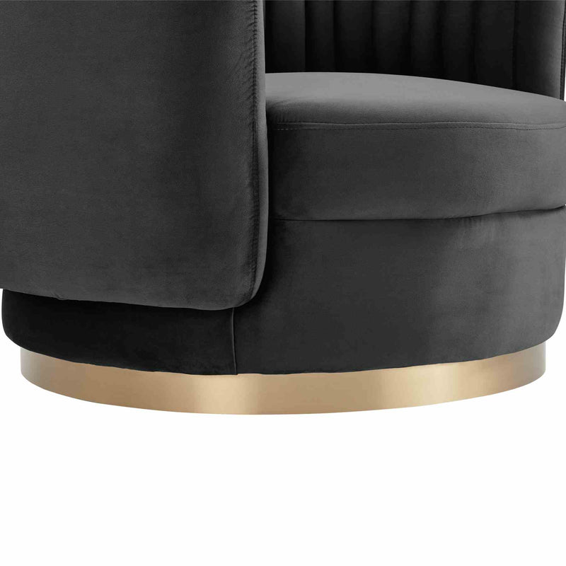 Davy Dark Gray Velvet Swivel Accent Chair - Furniture City (CA)l