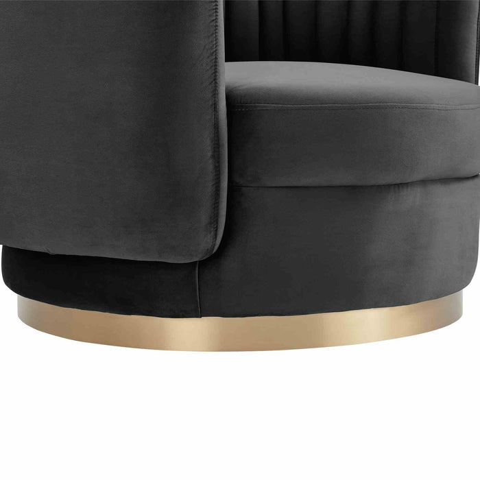 Davy Dark Gray Velvet Swivel Accent Chair