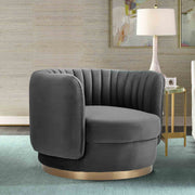 Davy Dark Gray Velvet Swivel Accent Chair - Furniture City (CA)l