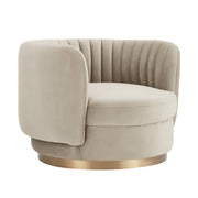 Davy Taupe Velvet Swivel Accent Chair with Gold Base - Furniture City (CA)l