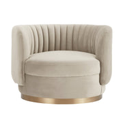 Davy Taupe Velvet Swivel Accent Chair with Gold Base - Furniture City (CA)l