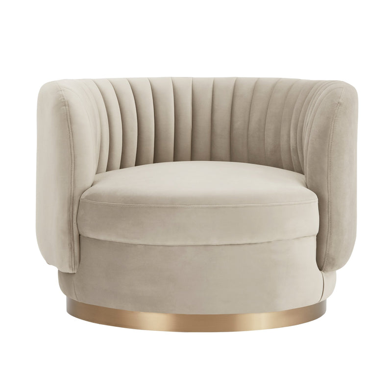 Davy Taupe Velvet Swivel Accent Chair with Gold Base - Furniture City (CA)l