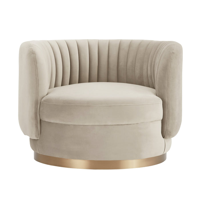 Davy Taupe Velvet Swivel Accent Chair with Gold Base
