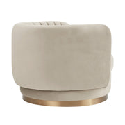 Davy Taupe Velvet Swivel Accent Chair with Gold Base - Furniture City (CA)l