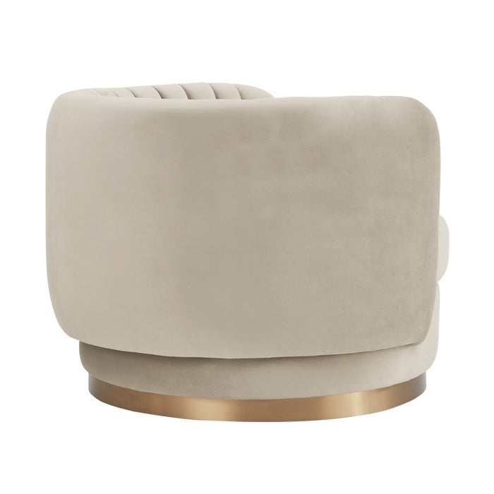 Davy Taupe Velvet Swivel Accent Chair with Gold Base