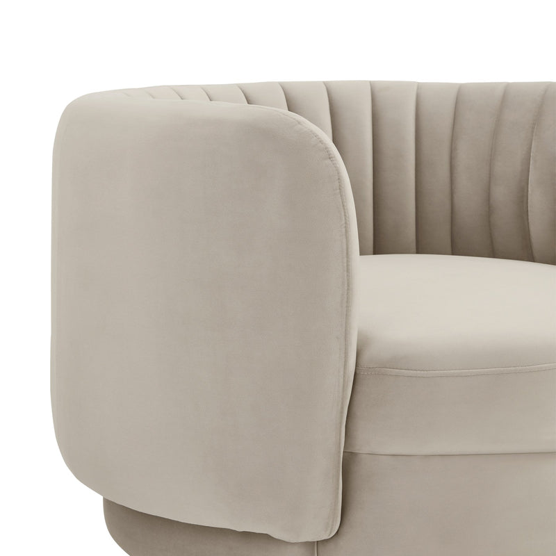 Davy Taupe Velvet Swivel Accent Chair with Gold Base - Furniture City (CA)l