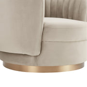 Davy Taupe Velvet Swivel Accent Chair with Gold Base - Furniture City (CA)l