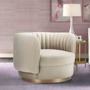 Davy Taupe Velvet Swivel Accent Chair with Gold Base - Furniture City (CA)l