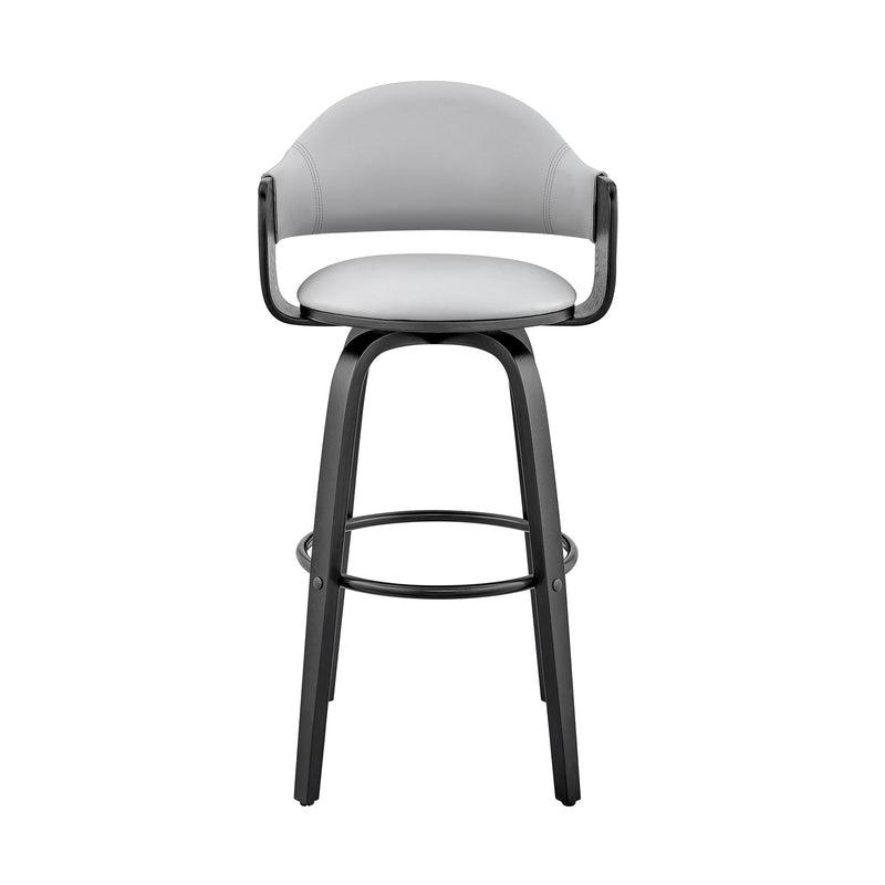 Daxton 26" Gray Faux Leather and Black Wood Bar Stool - Furniture City (CA)l
