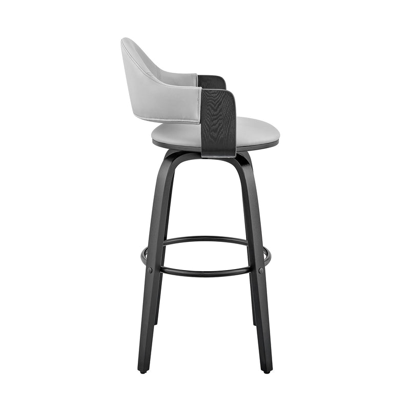 Daxton 26" Gray Faux Leather and Black Wood Bar Stool - Furniture City (CA)l