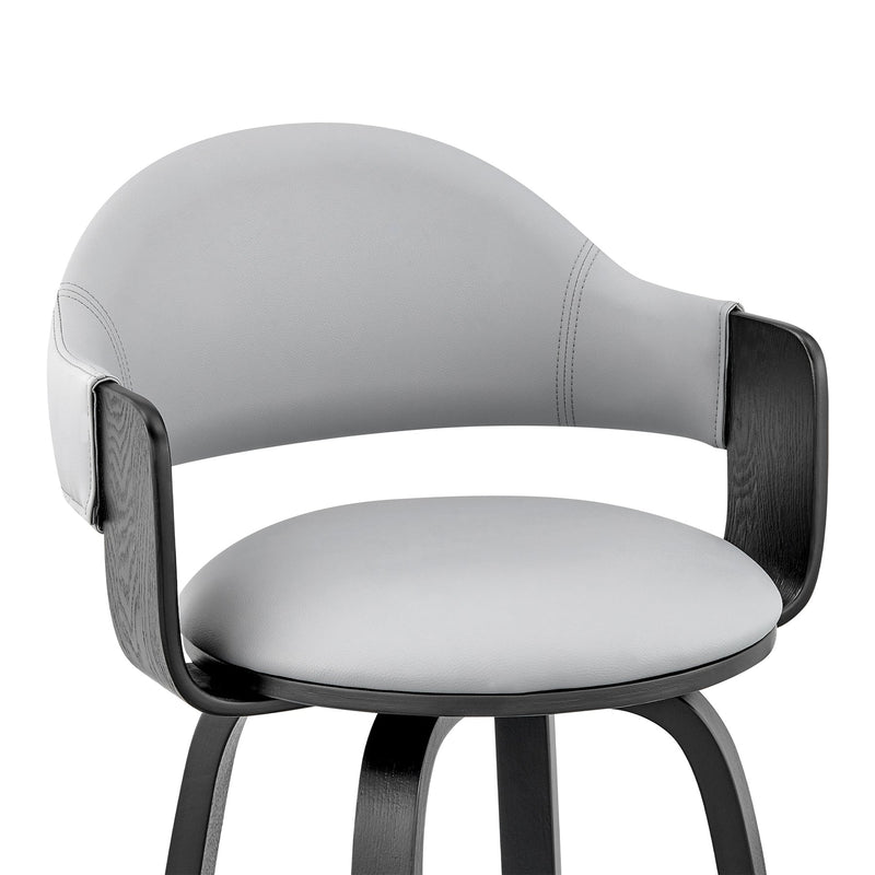 Daxton 26" Gray Faux Leather and Black Wood Bar Stool - Furniture City (CA)l