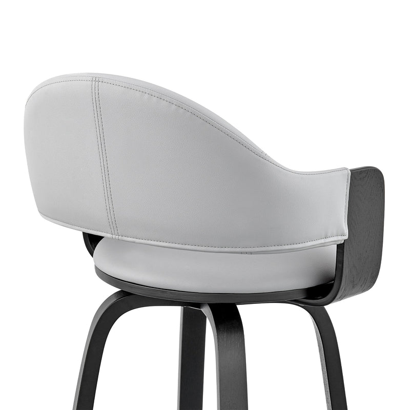 Daxton 26" Gray Faux Leather and Black Wood Bar Stool - Furniture City (CA)l