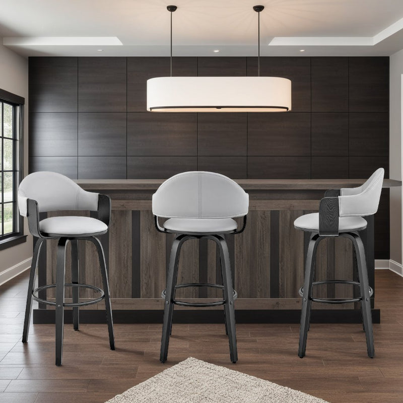 Daxton 30" Gray Faux Leather and Black Wood Bar Stool - Furniture City (CA)l