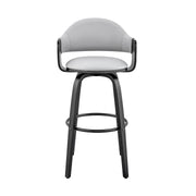Daxton 30" Gray Faux Leather and Black Wood Bar Stool - Furniture City (CA)l