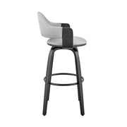 Daxton 30" Gray Faux Leather and Black Wood Bar Stool - Furniture City (CA)l