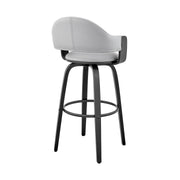 Daxton 30" Gray Faux Leather and Black Wood Bar Stool - Furniture City (CA)l