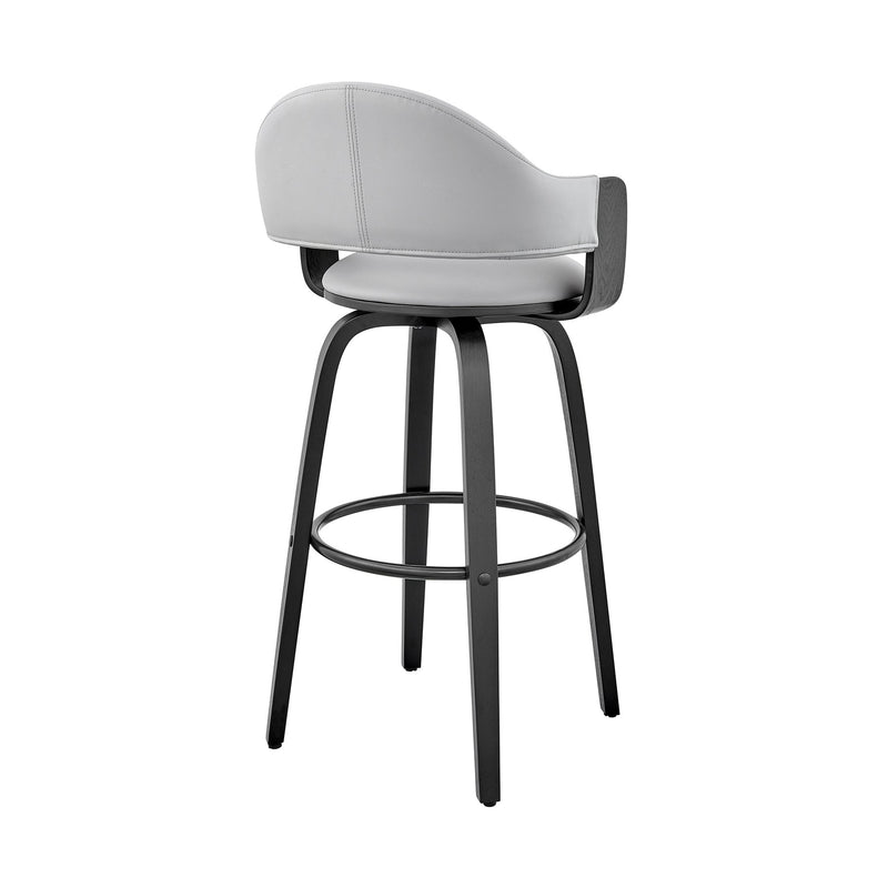 Daxton 30" Gray Faux Leather and Black Wood Bar Stool - Furniture City (CA)l