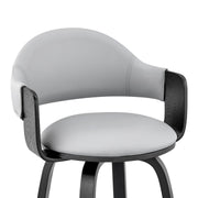 Daxton 30" Gray Faux Leather and Black Wood Bar Stool - Furniture City (CA)l