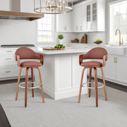 Daxton 26" Brown Faux Leather and Walnut Wood Bar Stool - Furniture City (CA)l