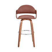 Daxton 26" Brown Faux Leather and Walnut Wood Bar Stool - Furniture City (CA)l