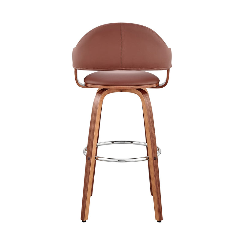 Daxton 26" Brown Faux Leather and Walnut Wood Bar Stool - Furniture City (CA)l
