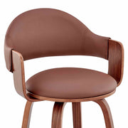 Daxton 26" Brown Faux Leather and Walnut Wood Bar Stool - Furniture City (CA)l