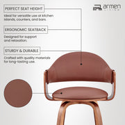 Daxton 30" Brown Faux Leather and Walnut Wood Bar Stool - Furniture City (CA)l