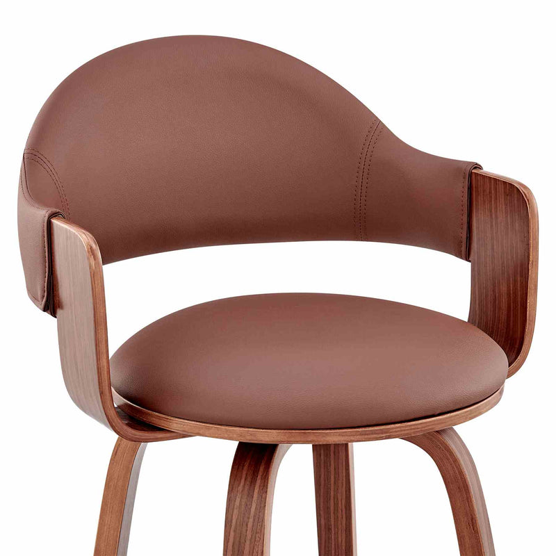 Daxton 30" Brown Faux Leather and Walnut Wood Bar Stool - Furniture City (CA)l